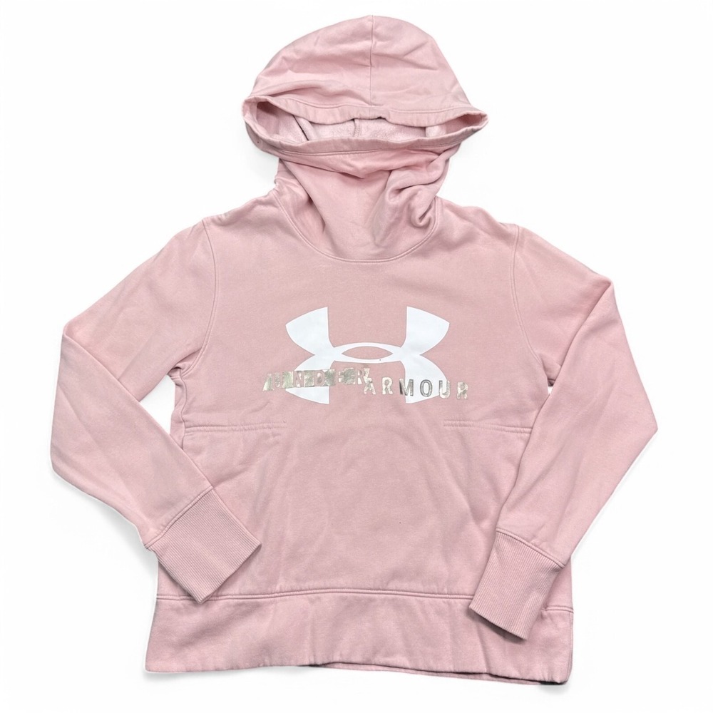 Under Armour Hoodie Womens Size XS‎ Pink High Neck Pullover Sweatshirt Loose Fit